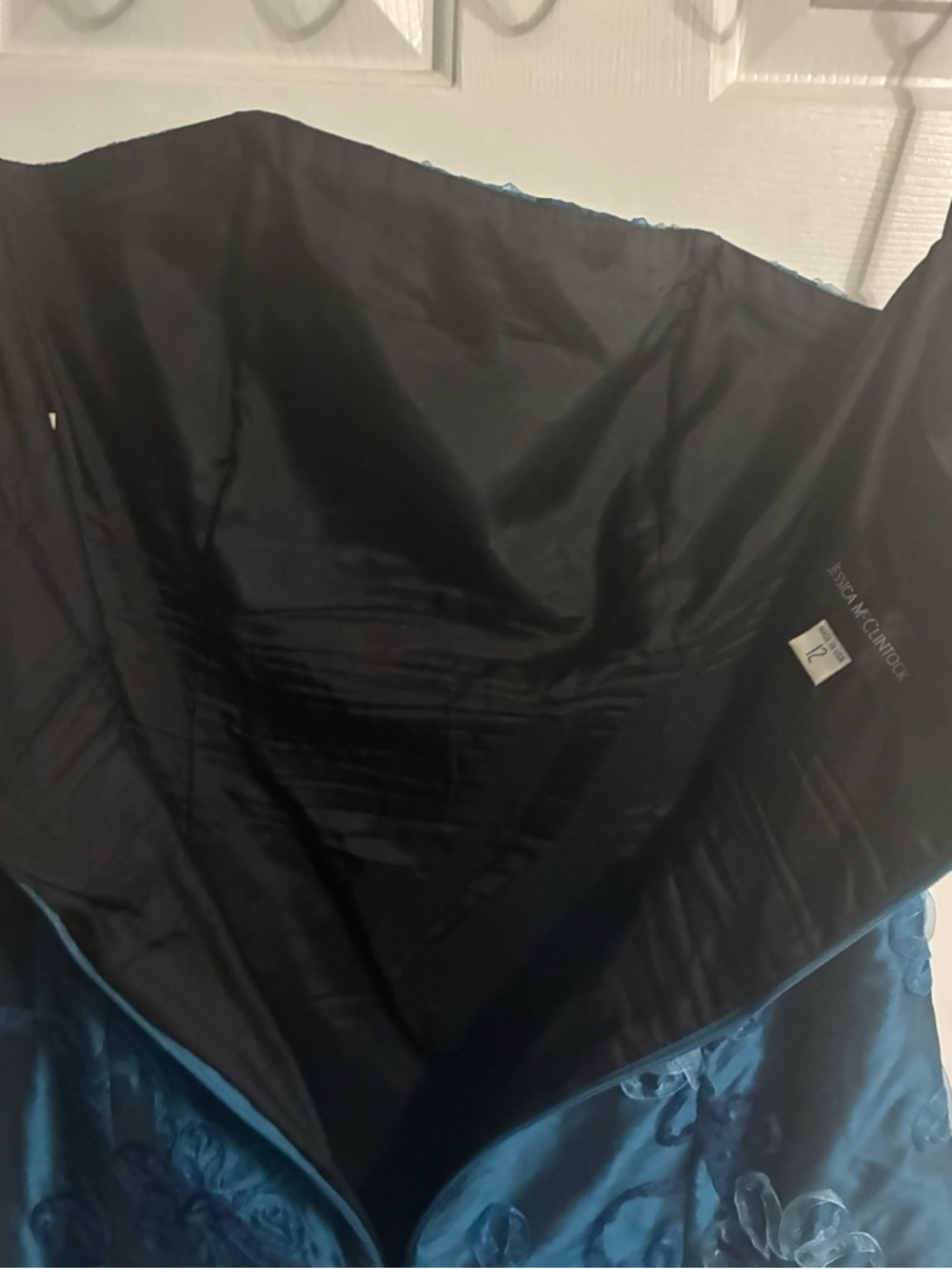 Vintage Jessica McClintock Teal Taffeta Strapless Mini Dress - Picture 10 of 10